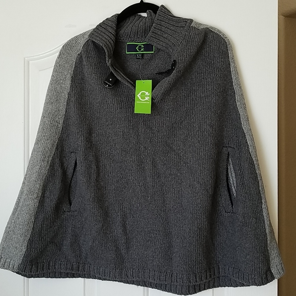 NEW C. Wonder Gray Sweater Cape sz XS